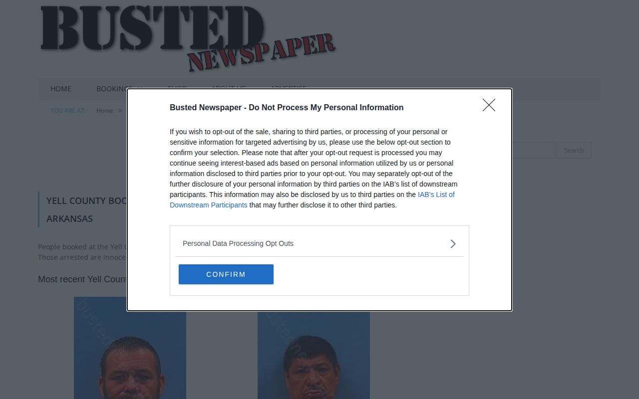 Unofficial rolling Yell County arrest publication